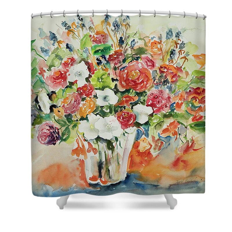 Flowers Shower Curtain featuring the painting Watercolor Series 23 by Ingrid Dohm