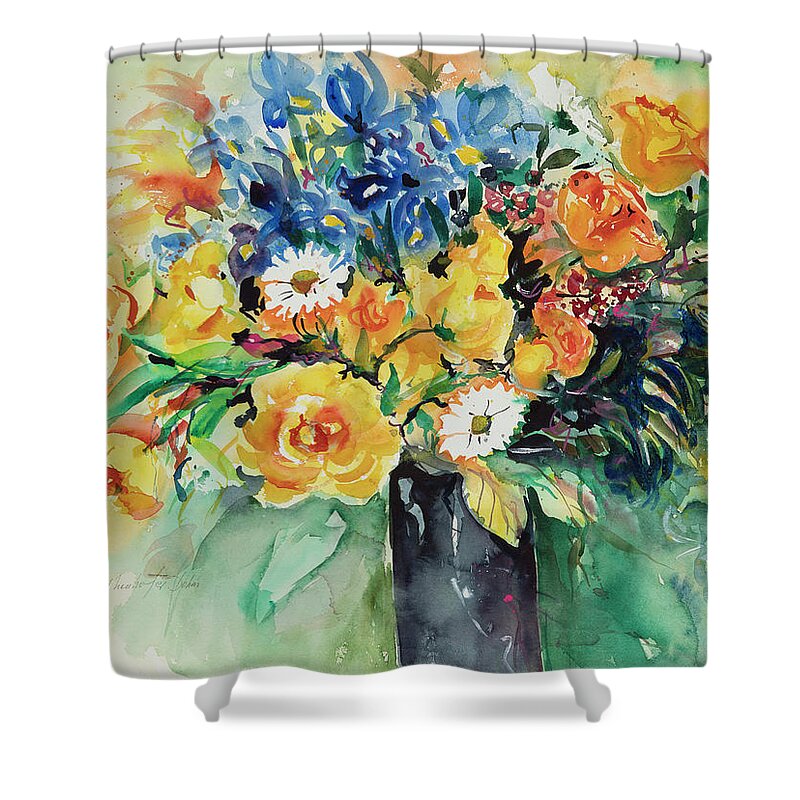 Floral Shower Curtain featuring the painting Watercolor Series 34 by Ingrid Dohm