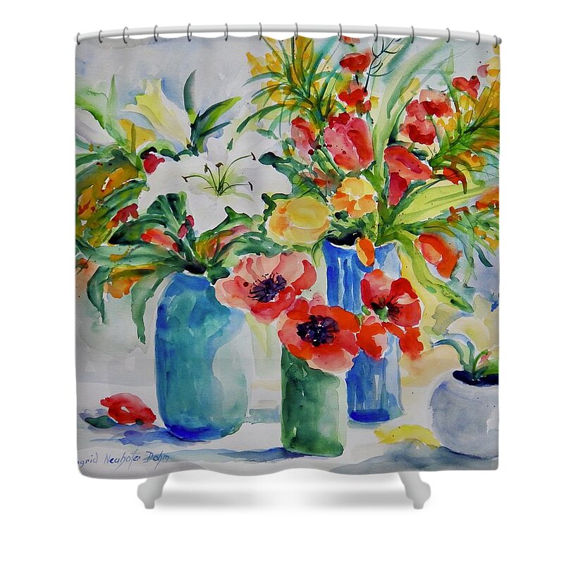 Flowers Shower Curtain featuring the painting Watercolor Series No. 256 by Ingrid Dohm