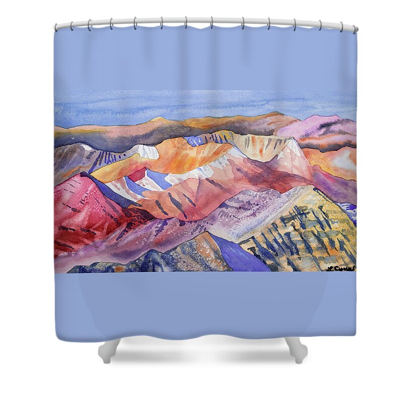 Castle Peak Shower Curtain featuring the painting Watercolor - View from Atop Castle Peak by Cascade Colors