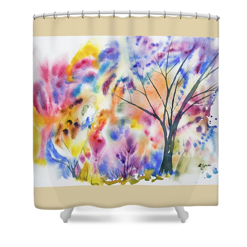 Tree Shower Curtain featuring the painting Watercolor - Whimsical Tree by Cascade Colors