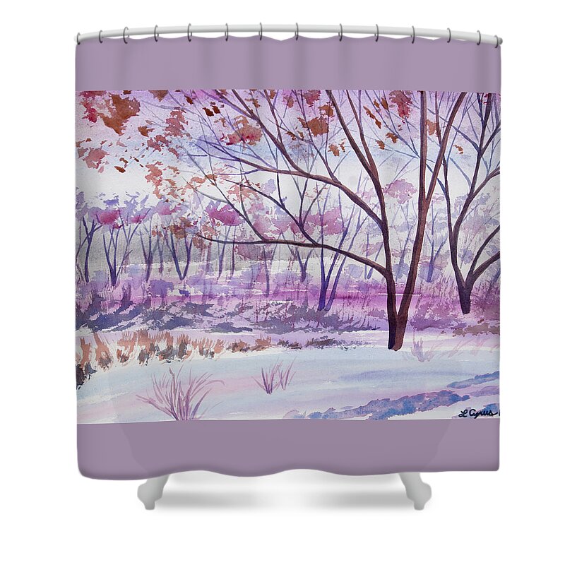 Woodland Shower Curtain featuring the painting Watercolor - Woodland Scene by Cascade Colors