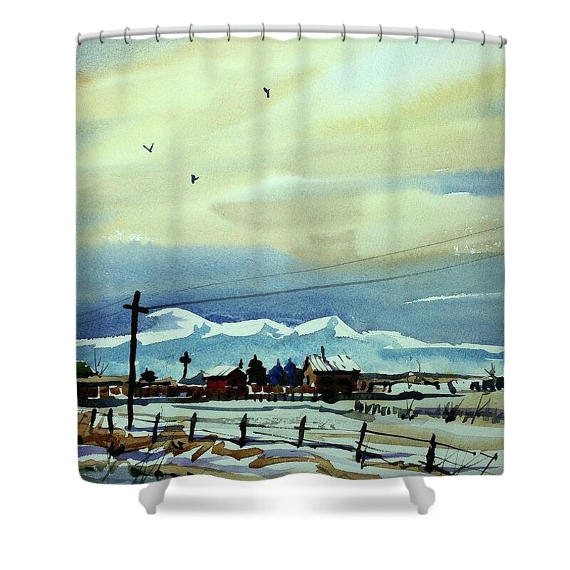 Colorado Landscapes Shower Curtain featuring the painting Watercolor_3487 by Ugljesa Janjic