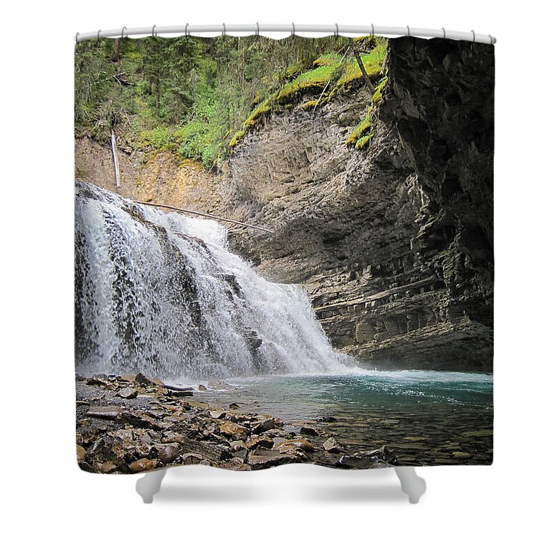Alberta Shower Curtain featuring the photograph Waterfall in Banff National Park by Mary Lee Dereske