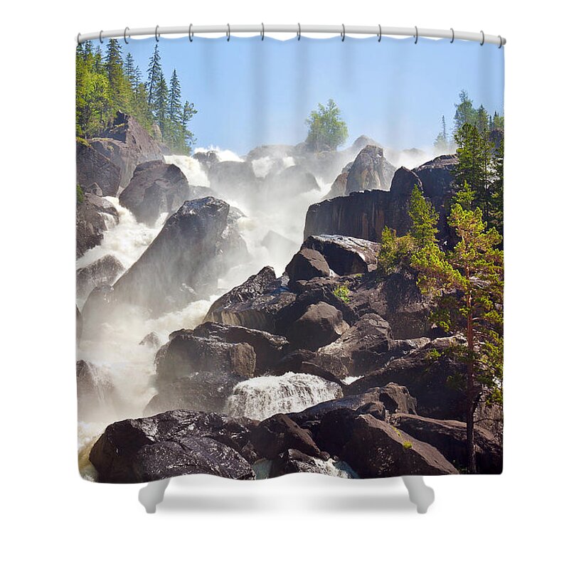 Waterfall Shower Curtain featuring the photograph Waterfall Uchar. Altai. Russia by Victor Kovchin