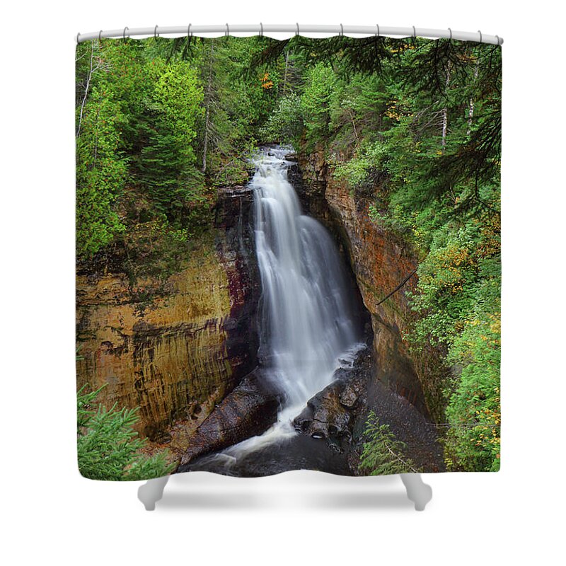 Miners Shower Curtain featuring the photograph Waterfalls Miners Pictured Rocks Munising -0002 by Norris Seward