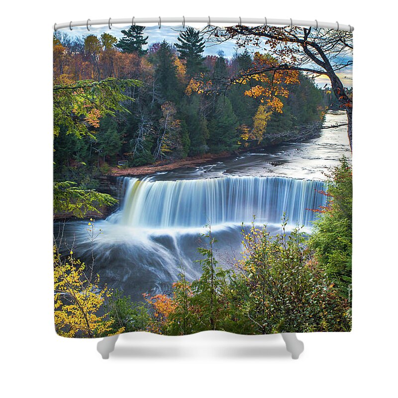 Waterfalls Shower Curtain featuring the photograph Waterfalls Upper Tahquamenon Autumn Colors -5085  Pure Michigan by Norris Seward