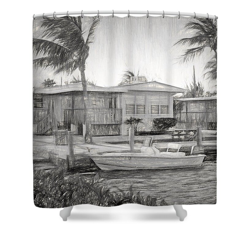 Parmer's Shower Curtain featuring the photograph Waterfront Cottages at Parmer's Resort in Keys by Ginger Wakem