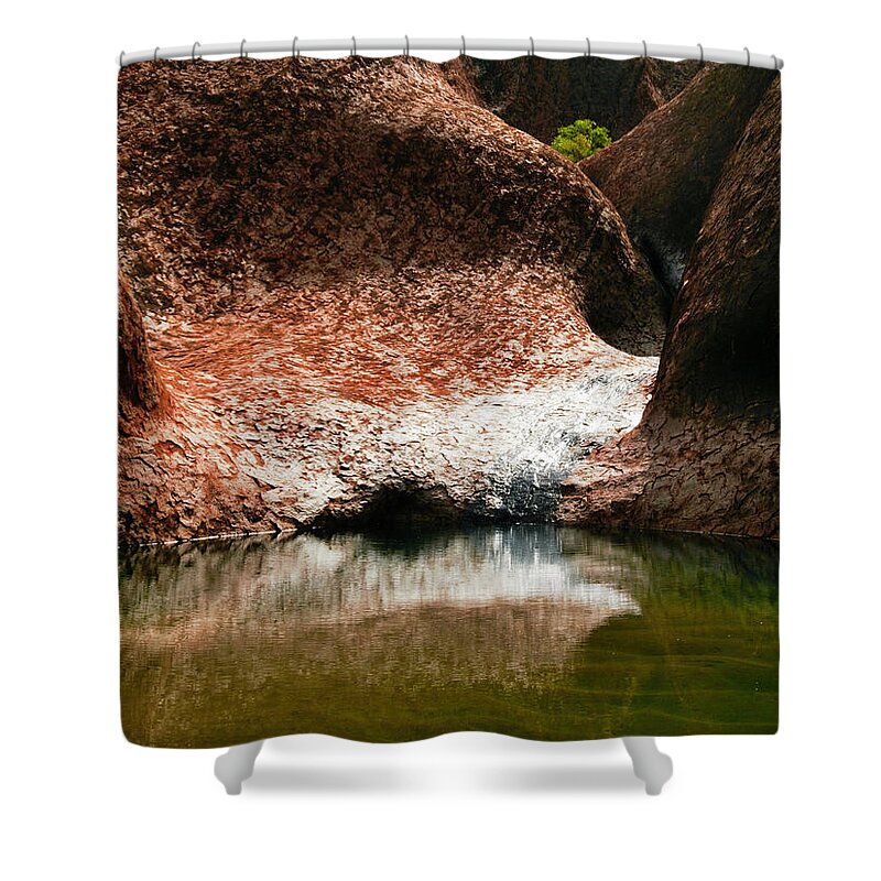 Raw And Untouched Northern Territory Series By Lexa Harpell Shower Curtain featuring the photograph Waterhole, Uluru - Central Australia by Lexa Harpell