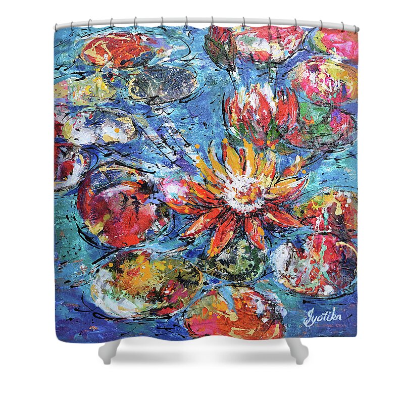 Waterlily Shower Curtain featuring the photograph Waterlily Pond by Jyotika Shroff