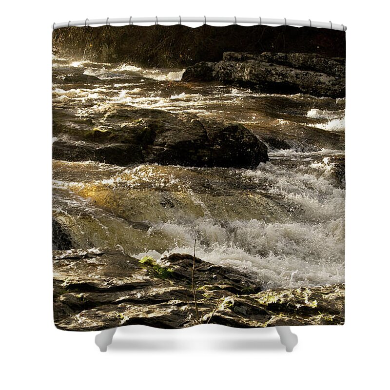 Waters Shower Curtain featuring the photograph Waters over rocks. Falls of Dochart, by Elena Perelman