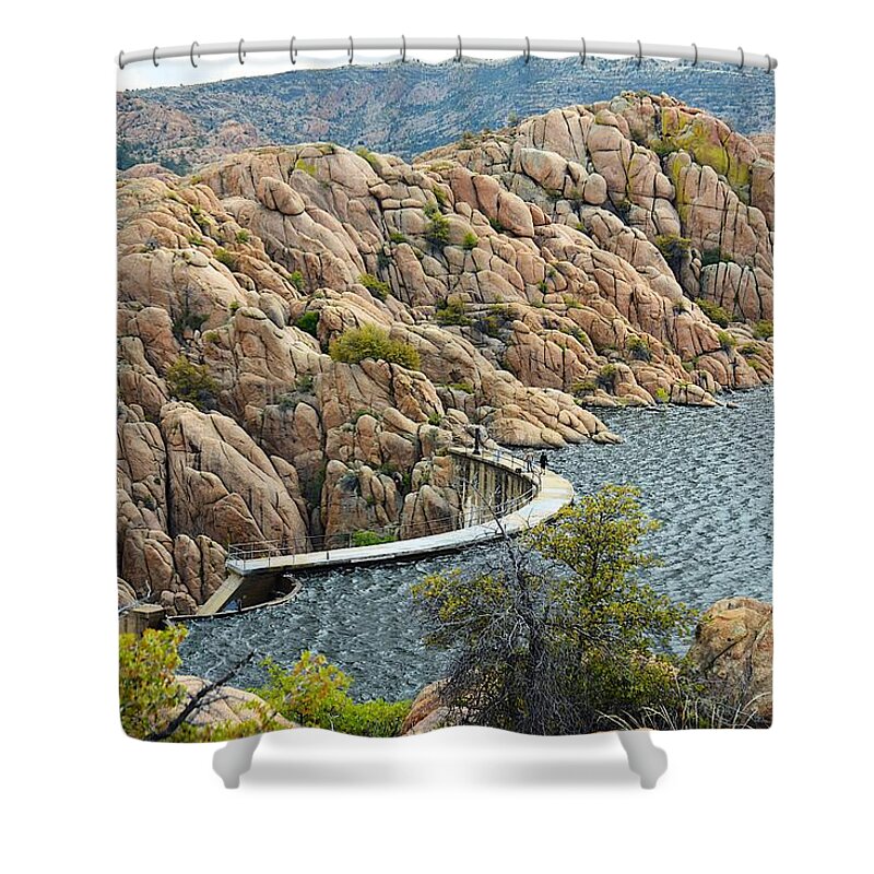 Photograph Shower Curtain featuring the photograph Watson Lake Dam by Richard Gehlbach