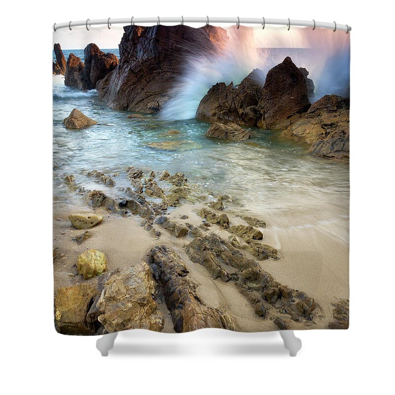 Orange County Shower Curtain featuring the photograph Wave Breaker by Nicki Frates