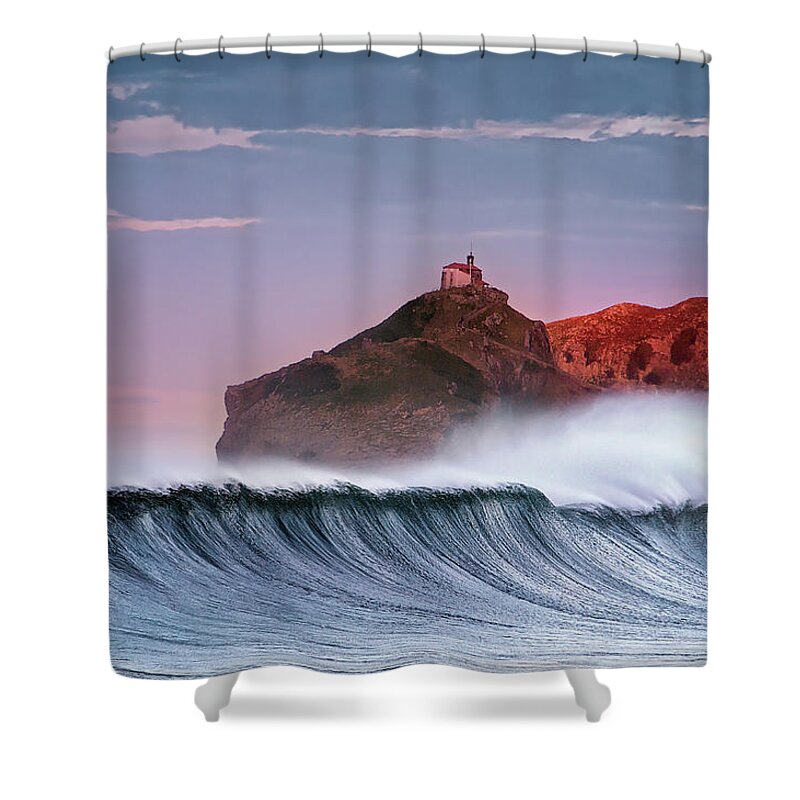 Wave Shower Curtain featuring the photograph Wave in Bakio by Mikel Martinez de Osaba