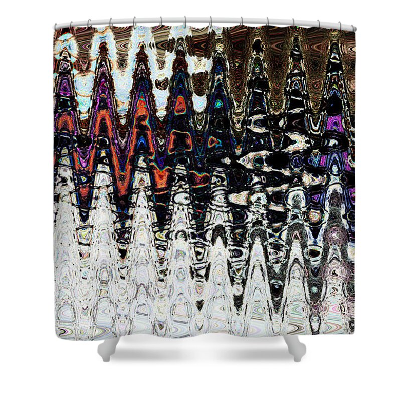 Abstract Shower Curtain featuring the digital art Wavelength II by Susan Esbensen