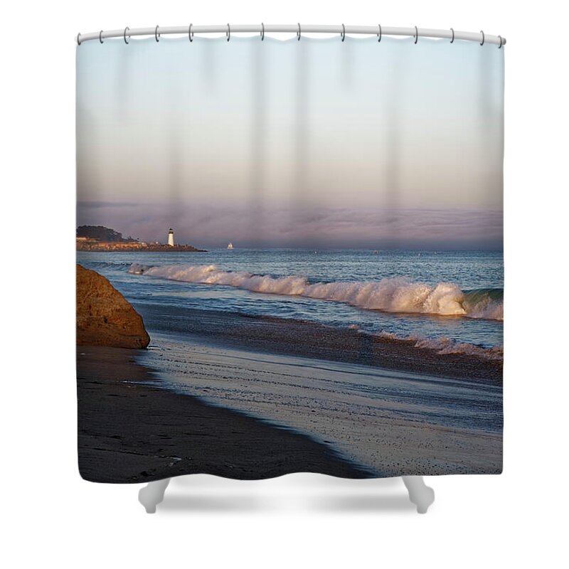 Beach Shower Curtain featuring the photograph Waves at Santa Cruz by Peter Ponzio