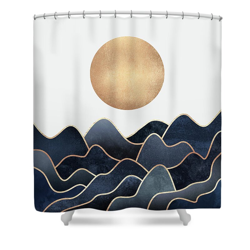 Graphic Shower Curtain featuring the digital art Waves by Elisabeth Fredriksson