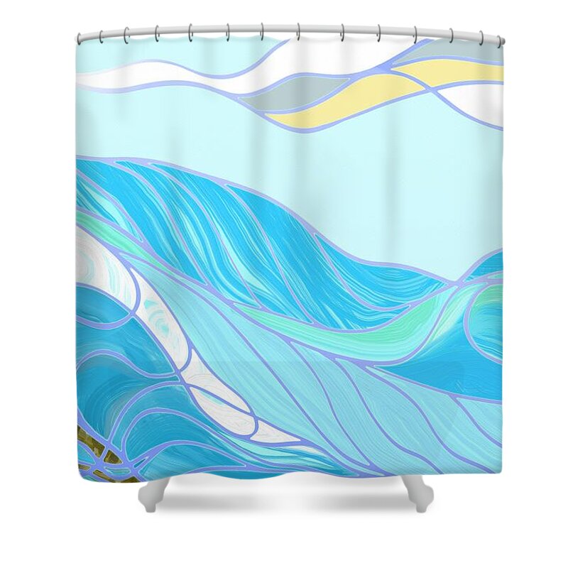 Victor Shelley Shower Curtain featuring the painting Waves by Victor Shelley