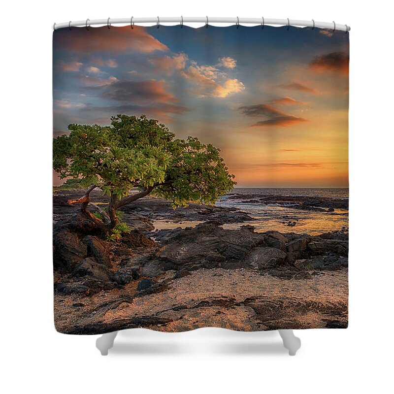 Sunset Shower Curtain featuring the photograph Wawaloli Beach Sunset by Susan Rissi Tregoning