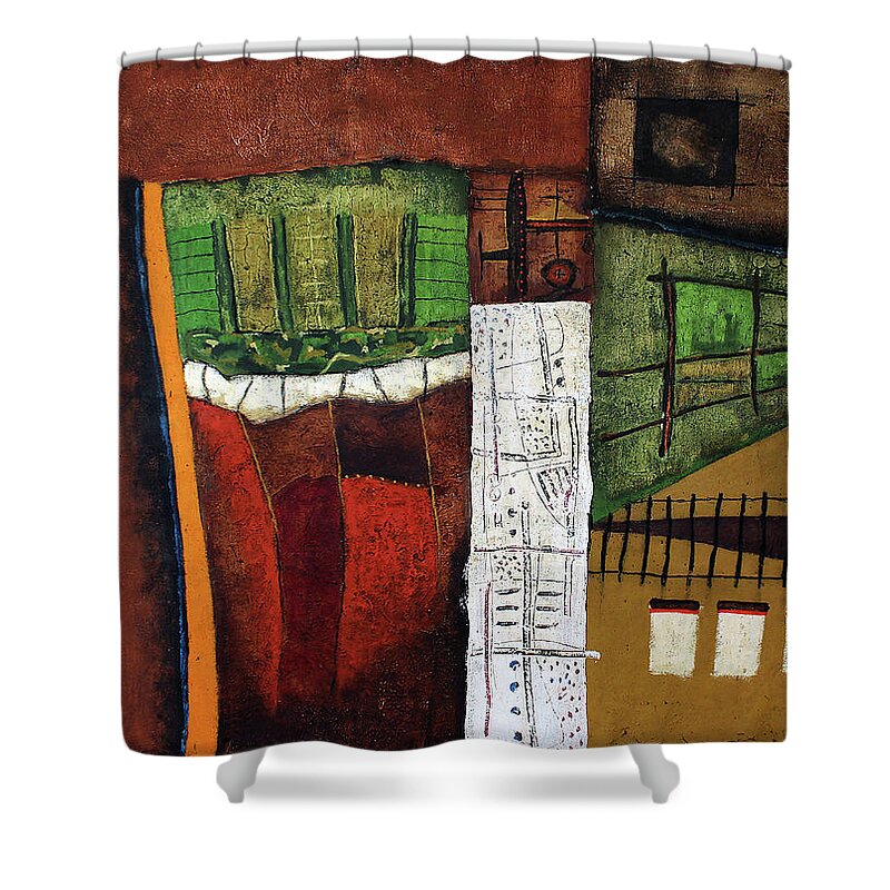 African Shower Curtain featuring the painting Way Home by Michael Nene