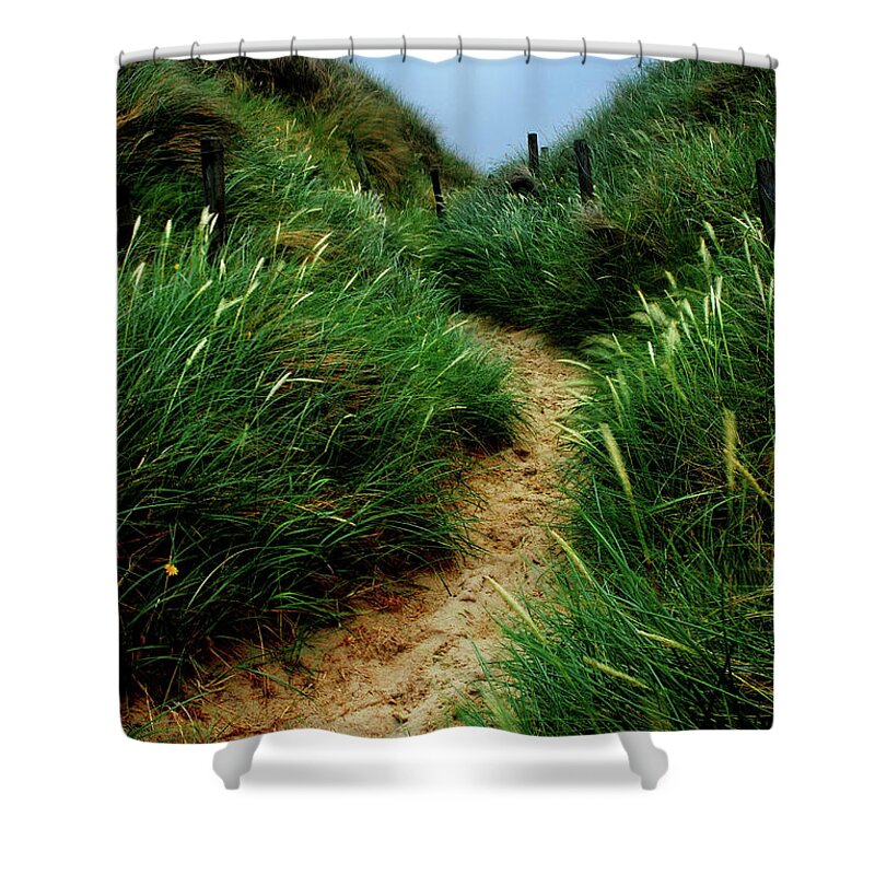 Beach Shower Curtain featuring the photograph Way Through The Dunes by Hannes Cmarits