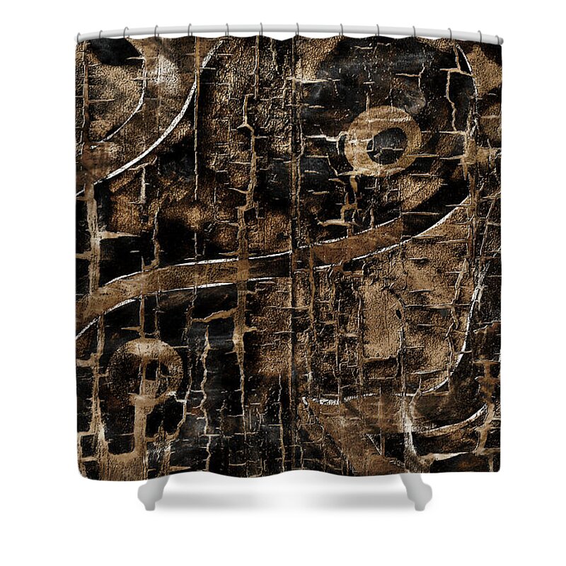 Sandstone Shower Curtain featuring the mixed media Weather of time by Jolanta Anna Karolska