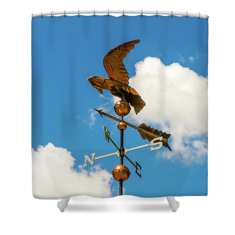 Weather Vane Shower Curtain featuring the photograph Weather Vane On Blue Sky by D K Wall