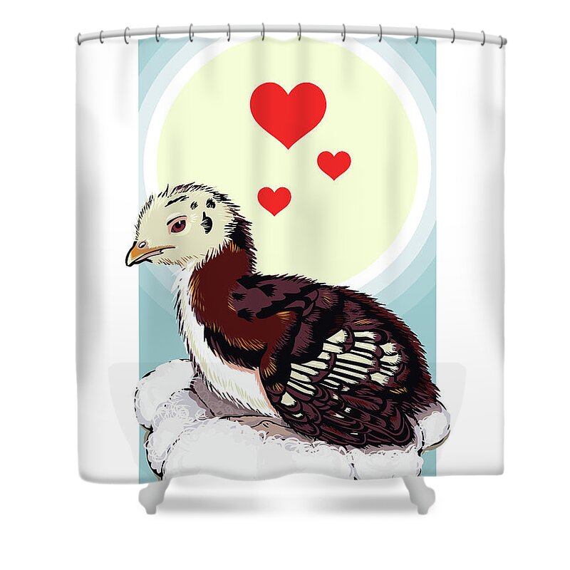 Brookline Turkeys Shower Curtain featuring the digital art Wee One by Caroline Barnes