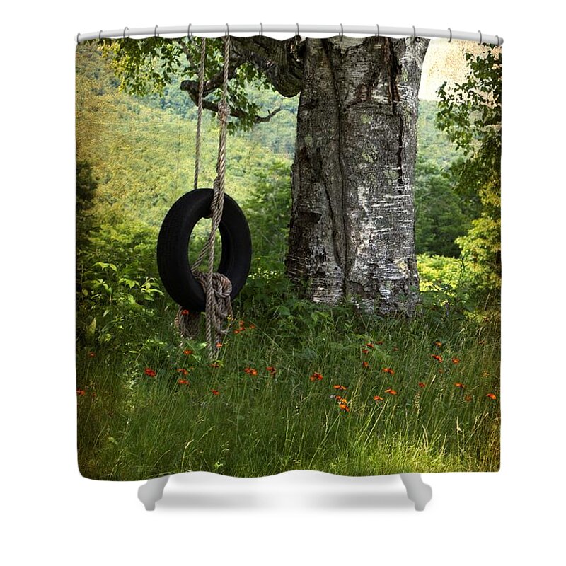 Tire Swing Shower Curtain featuring the photograph Weeee by Betty Pauwels