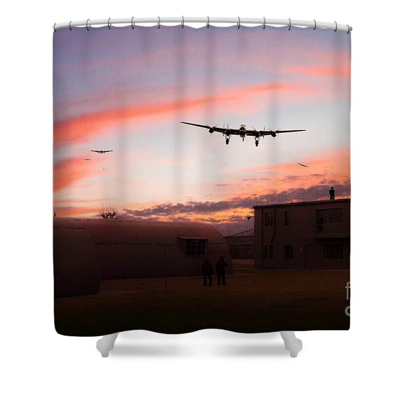 Avro Shower Curtain featuring the digital art Welcome Home Chaps by Airpower Art