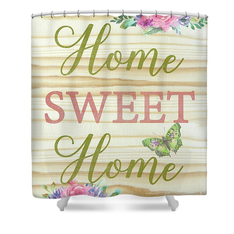 Welcome Shower Curtain featuring the digital art Welcome Home-D by Jean Plout