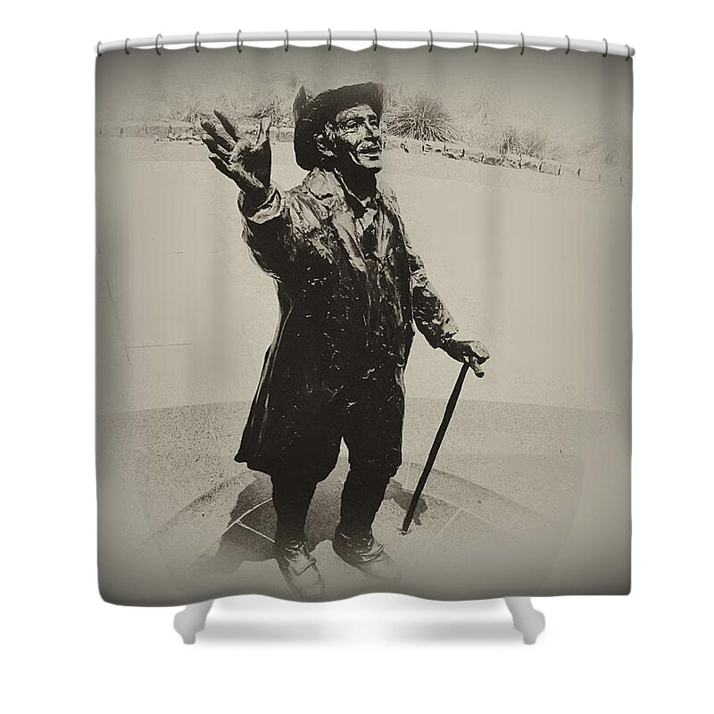 Philadelphia Photographs Shower Curtain featuring the photograph Welcome to America by Bill Cannon