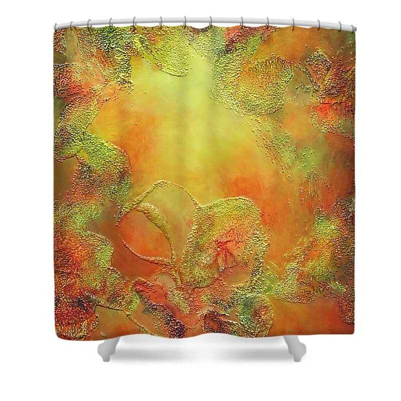 Abstract Shower Curtain featuring the painting Welcome to Heaven by Claire Gagnon