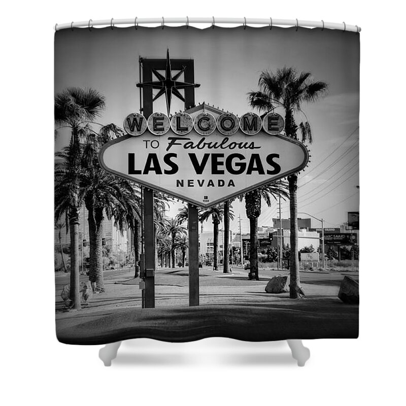 Las Shower Curtain featuring the photograph Welcome To Las Vegas Series Holga Black and White by Ricky Barnard