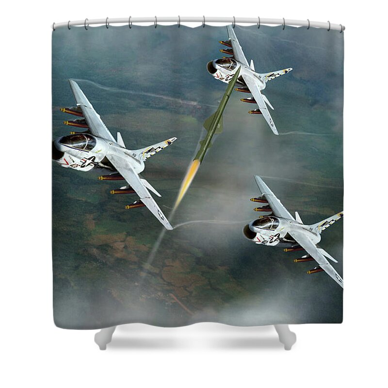 Aviation Shower Curtain featuring the digital art Welcome To North Vietnam by Peter Chilelli