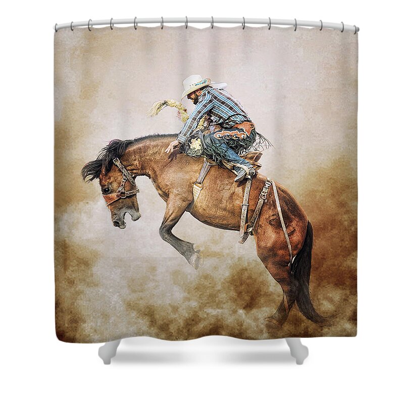 Cowboy Shower Curtain featuring the photograph Welcome to the Wild Wild West by Ron McGinnis