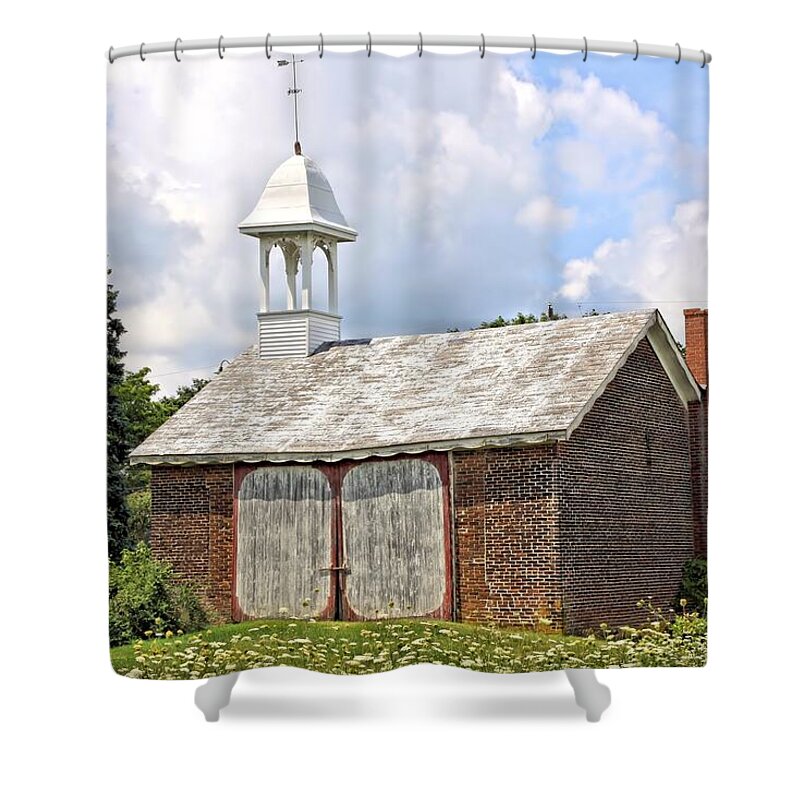 School Shower Curtain featuring the photograph Werley's Corner Schoolhouse/Barn by DJ Florek