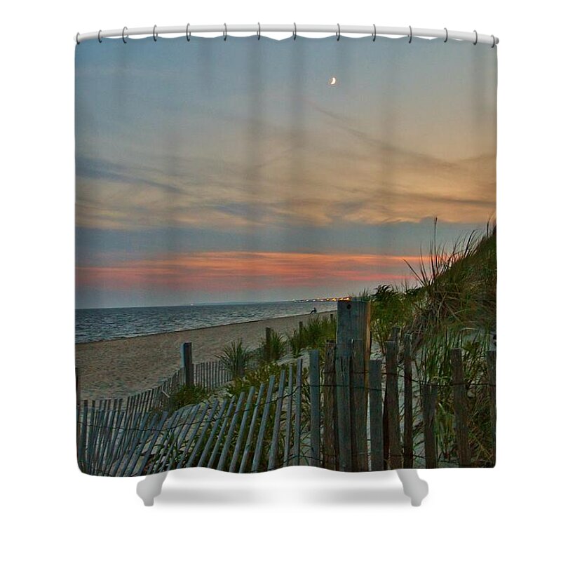 West Dennis Beach Shower Curtain featuring the photograph West Dennis Sunset by Marisa Geraghty Photography