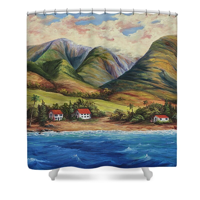 Darice Shower Curtain featuring the painting West Maui Living by Darice Machel McGuire