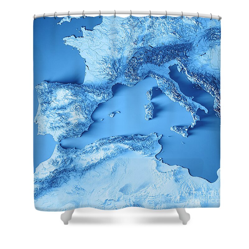 Mediterranean Sea 3D Render Topographic Map Neutral Bath Sheet