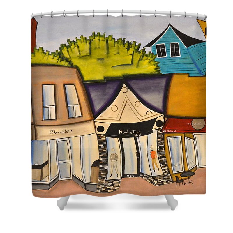 Abstract Shower Curtain featuring the painting Westboro Shopping by Heather Lovat-Fraser
