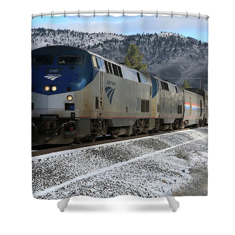 Amtrak Shower Curtain featuring the photograph Westbound Amtrak by Donna Kennedy
