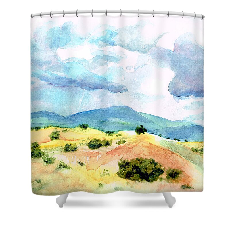 Landscape Shower Curtain featuring the painting Western Landscape by Andrew Gillette