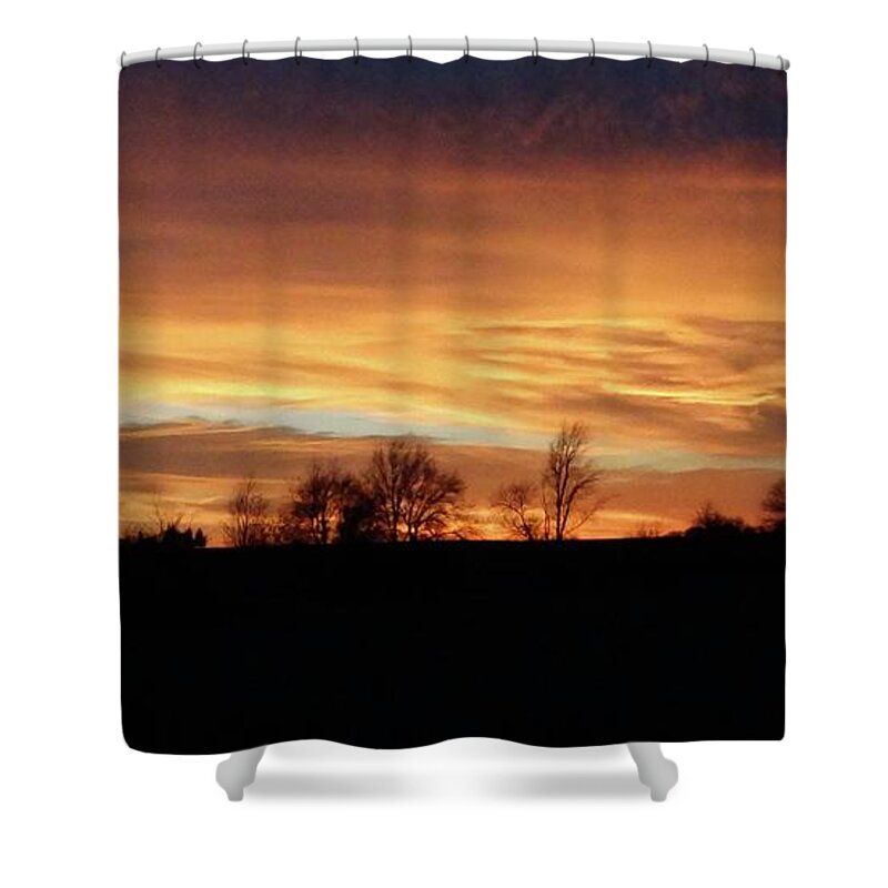 Sunset Prints Shower Curtain featuring the photograph Western Sky December 2015 by J L Zarek