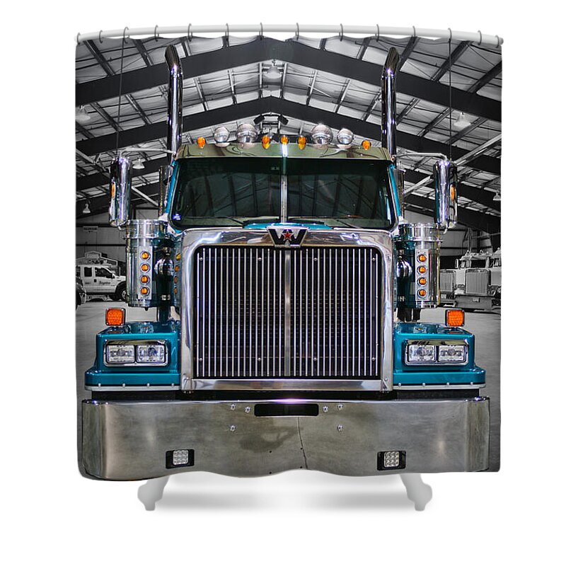 Big Rigs Shower Curtain featuring the photograph Western Star Head-on by Randy Harris
