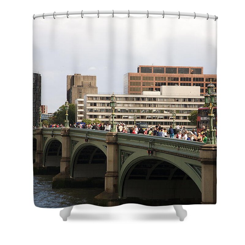 Westminster Shower Curtain featuring the photograph Westminster bridge. by Christopher Rowlands