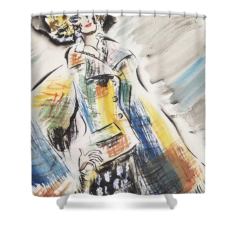Fashion Art Shower Curtain featuring the painting Best Me 1996 by Leslie Ouyang