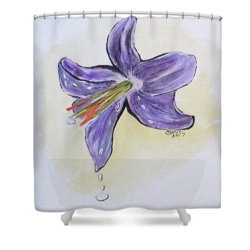 Flowers Shower Curtain featuring the painting Wet Flower by Clyde J Kell