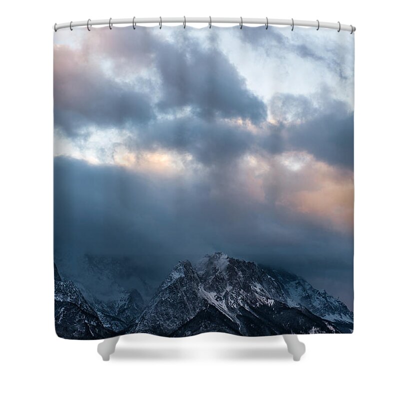 Landscape Shower Curtain featuring the photograph Wetterstein mystery #1 by Fortyseven Gradnord