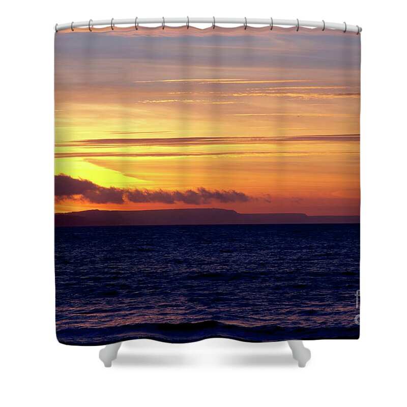 Sunrise Shower Curtain featuring the photograph Weymouth to Purbeck by Baggieoldboy